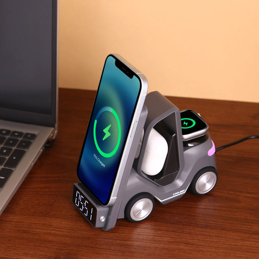 Bigsmall Charge Cruiser- 3 in 1 Wireless Charger with Clock